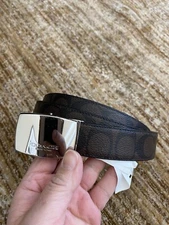 Coach Mens Dress Plaque Cut To Size Reversible Belt In Signature Canvas F64828