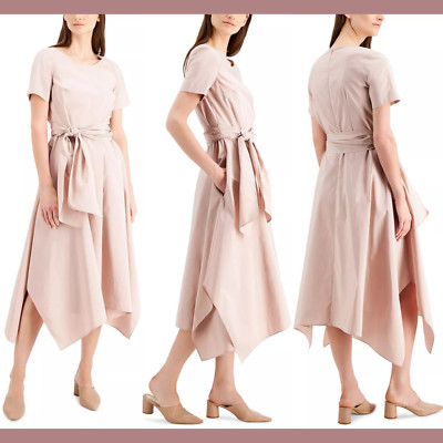 NWT $495 WEEKEND Max Mara [ 4 US] Handkerchief Mia Midi Dress In Rosa Pink #Q371