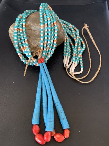 Native Santo Domingo stachelblau türkisfarbene Muschel Jacla 5S 36 Zoll Halskette 13188 - Bild 6 von 12