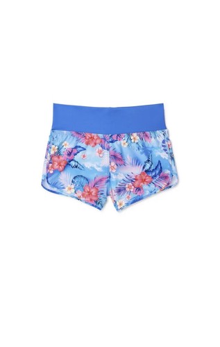 Wonder Nation Girls S Tropical Blue Elasticized Waist Pull-On Swim Boardshorts - Picture 4 of 11