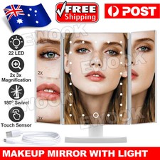 Embellir Makeup Mirror with 24 LED light Tri-fold Dimmable Tabletop Storage