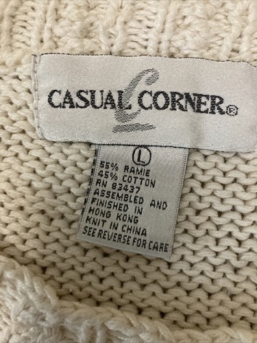 Vtg Casual Corner Tunic Sweater Cream & Fall Leaves SZ L Detail Hem Cottagecore - Picture 8 of 19