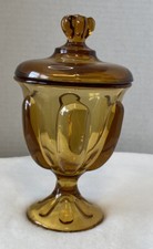Vintage Viking Amber Epic Six Petal Candy Dish With Lid