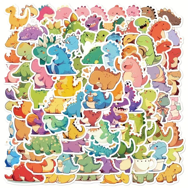 100pc Cute Dinosaur Sticker Pack Lot Laptop, Phone Case, Scrapbook, Journaling
