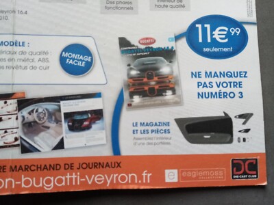 Bugatti Veyron test scale 1/8 Eaglemoss Packs # 1 & 2 rare