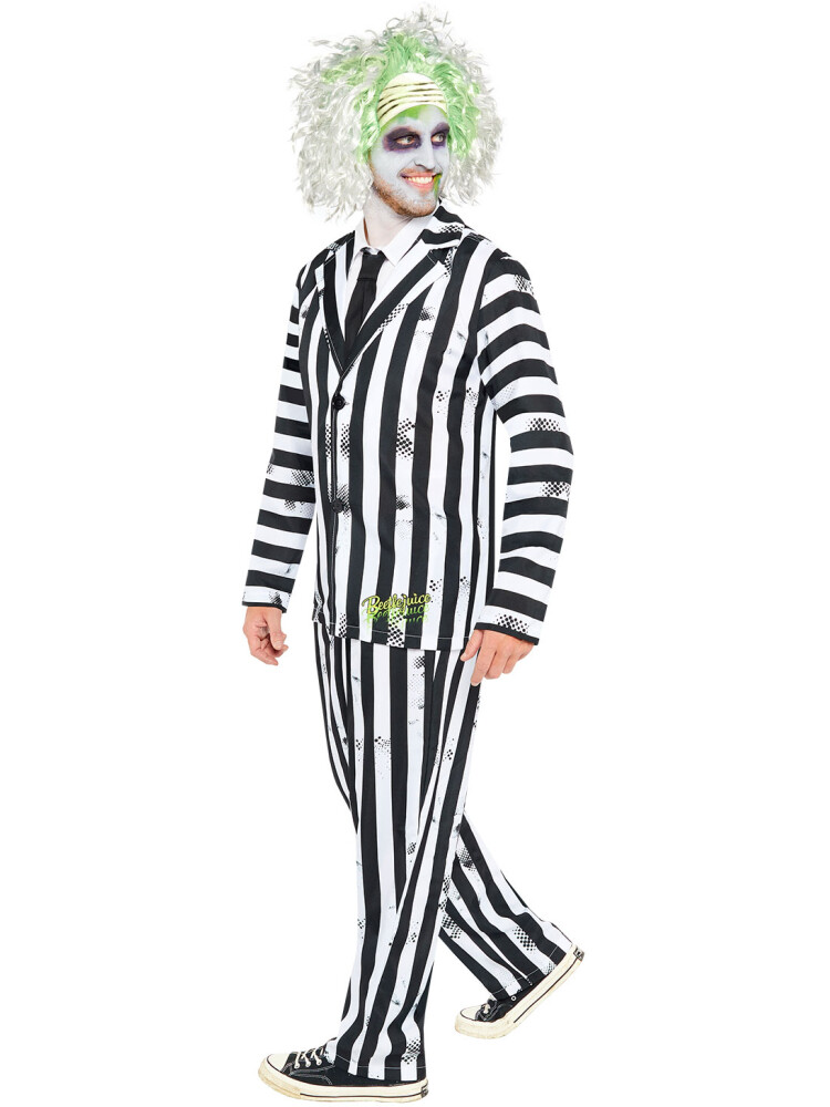 Adult Beetlejuice Fancy Dress Costume Mens Halloween Outfit Beetle