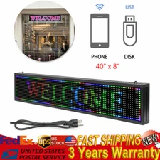 LED Sign 40" X 8"  Scrolling Message Display Board 7 Color Programmable