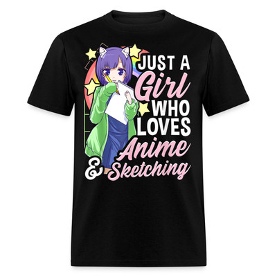 Cute Anime shirt Just a Girl Who Loves Anime and Sketching Artist T-shirt S-6XL
