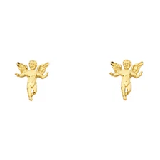 Ioka - 14K Yellow Gold Angel Post Push Back Earrings