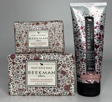 Beekman 1802 Goat Milk Hand Cream 3.4oz & 9.0oz Soap HONEYED GRAPEFRUIT Lot Set