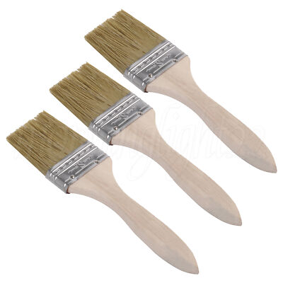 Stain Varnish Brush Tools with Thin Wooden Handle for DIY Graffiti 2'' Set of 3