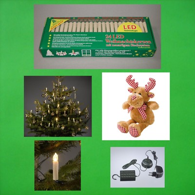 24 LED Innen Lichterkette + Elch Baum Kerzen Kerze Weihnachten Trango Tannenbaum