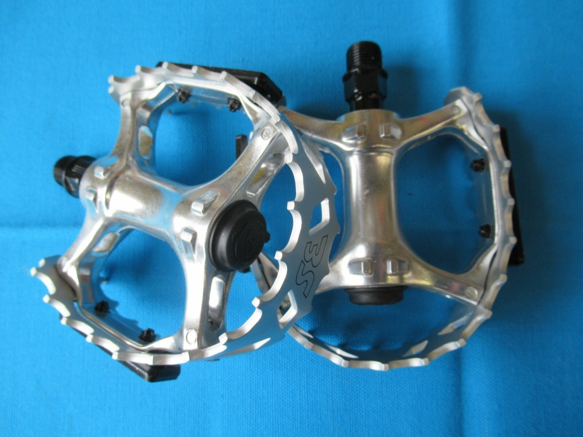 SE Bikes BMX Gold / Silver Bear Trap Pedals 9/16" Set With Reflectors - New - Foto 5