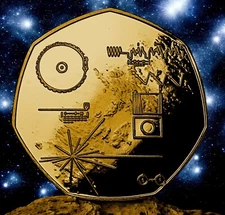 VOYAGER 1 SPACECRAFT 24ct Gold Commemorative. Golden Record/Disc. NASA/Probe