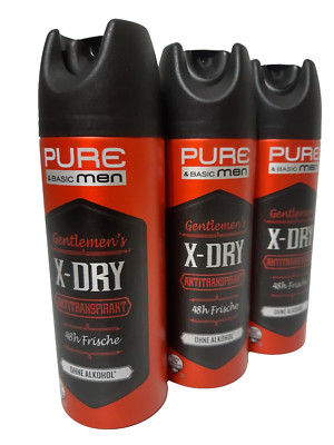 ( 6 X 200 m l) Pure & Basic men Gentlemen Sport Deo Spray antitranspirant X-DRY