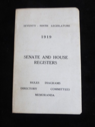 1919 MAINE SENATE & HOUSE REGISTERS 79TH LEGISLATURE