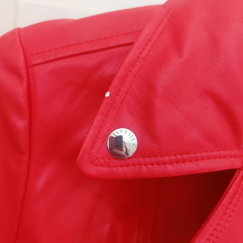 Faux Leather Jacket Red Women's Medium Express - Picture 4 of 15