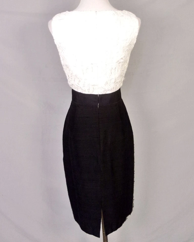 EUC Kay Unger Нью-Йорк черный и белый вискоза отверстие / шелковая юбка платье размер 4 - Изображение 4 из 4