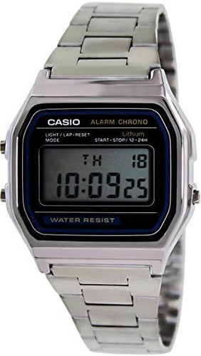 Casio Men's Quartz Digital Chorno Silver-Tone Bracelet Watch A158W-1 | eBay
