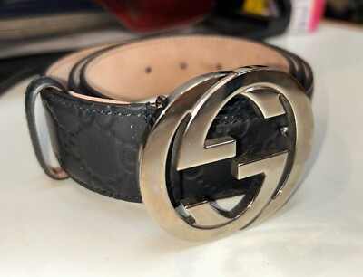 Gucci GG Interlocking G Black Leather Size 40/100 Men's Belt