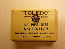 TOLEDO - BEAVER 1/4" NPT PIPE THREADING DIES RIGHT HAND No. 00-11-12