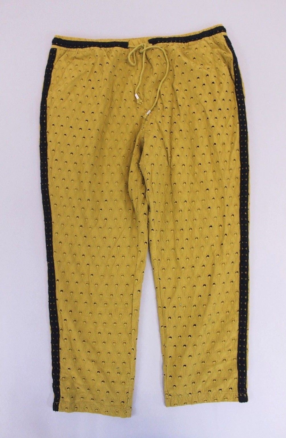 Anthropologie Womens Drawstring Waist Striped Eyelet Jogger HD3 gold Size XL NWT Anthropologie Womens Drawstring Waist Striped Eyelet Jogger HD3 gold Size XL NWT