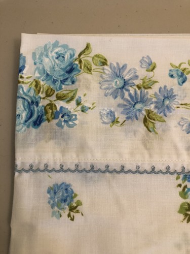 Fashion Manor Mussola Penn Prest Top Lenzuolo Piatto Blu Floreale Letto Matrimoniale Vintage - Foto 3 di 6