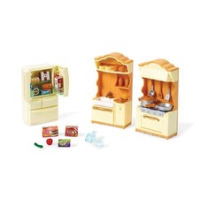 Miniature Kitchen Play Set with Refrigerator Stove Sink and Cooking Accessories