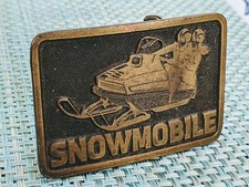 Vintage Brass Mens Belt Buckle Snowmobile 1975 made in USA