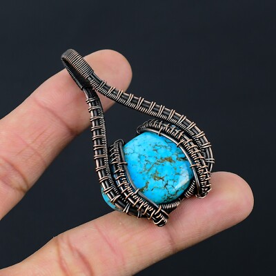Beautilful Turquoise Copper Wire Wrapped Pendant Jewelry Gift For Her CCP-014
