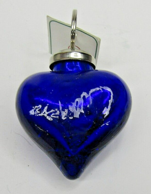 VTG Rauch Industries Blow Crackle Glass Heart Shape Blue Ornament