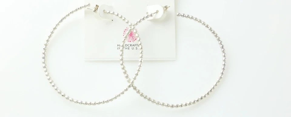 Pendientes de aro grandes de plata Dogeared nuevos W1046 Foto 2 de 2