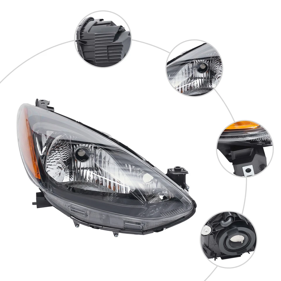 Halogen Headlight For 2011 2012 2013 2014 Mazda 2 Right Passenger Side MA2519144 - Image 2 of 4