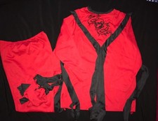 boys size medium RED BLACK NINJA HALLOWEEN COSTUME pants top TIES skull dragon N