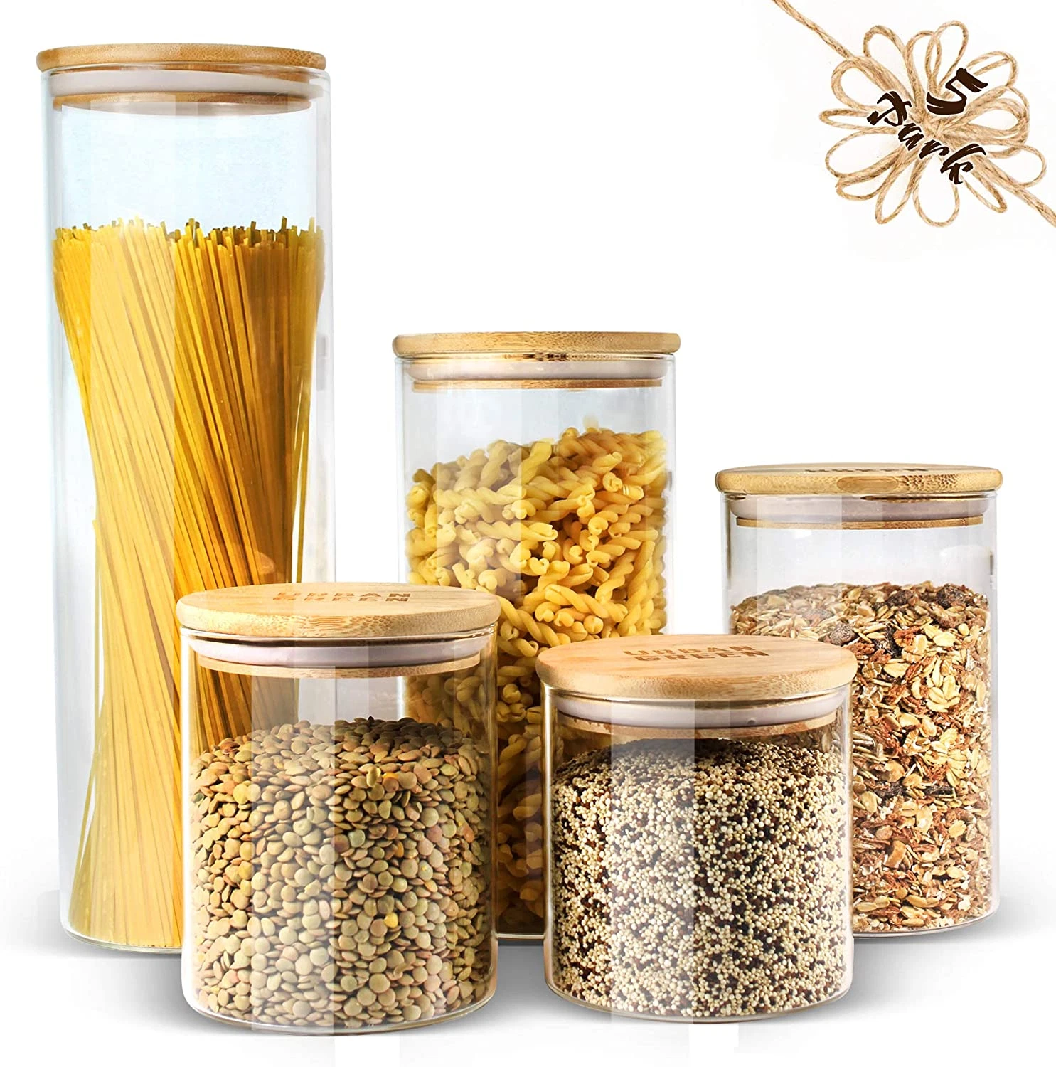 Glass Jars Airtight Canisters Sets Bamboo Containers Pantry Organization Storage