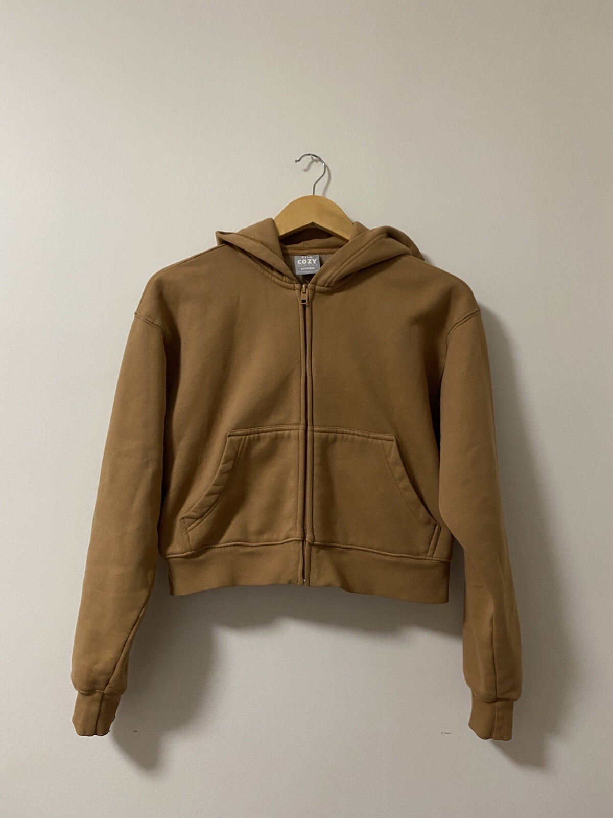 Aritzia TNA Cozy Boyfriend Boxy Cropped Zip Up Hoodie… Gem