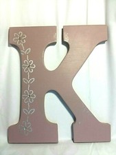 Letter K wall plaque floral vine bling accents 9"Tall X 8" Wide slight distress