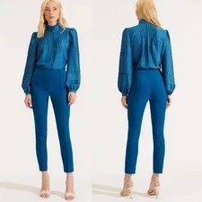 NWT $450 Veronica Beard Honolulu Pant Cerulean Blue High Waist Size 4 (Read)