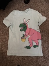 12M - CARTER'S Light Blue TRex Dino Easter Tee Shirt - 100 Cotton