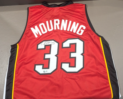 #ad #ad Alonzo Mourning Signed Custom Miami Heat Red Jersey XL Beckett COA $95.00