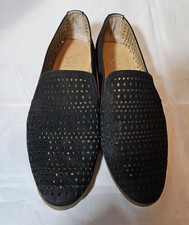 black Franco Sarto Faryn perforated leather loafers 8.5M Womens