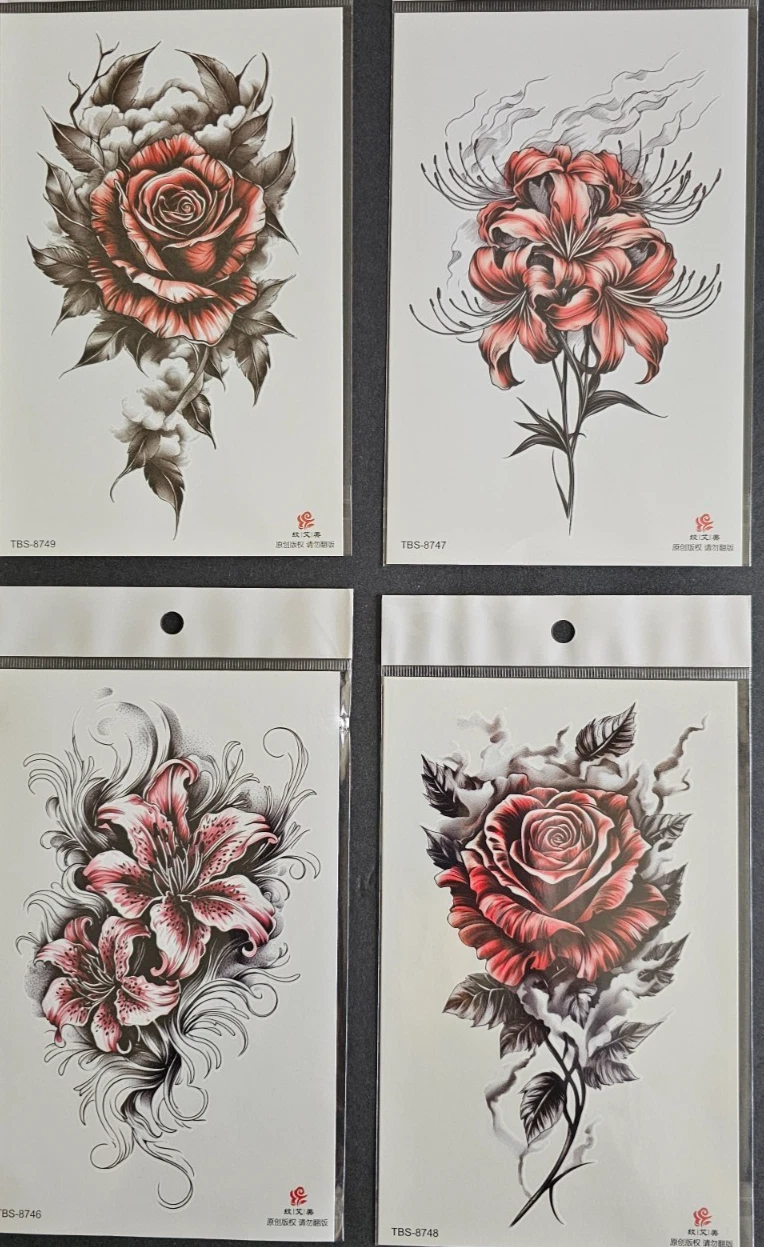 4 Sheets Premium Quality Middle Half Arm Temporary Tattoos For Men & Women 51 - product detail image 1