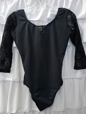 Prima Soft 3/4 Black Lace Sleeve Leotard Adult Small