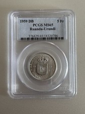 1959-DB Belgian Congo RUANDA-URUNDI 5 Francs KM# 3 PCGS MS65 Coin