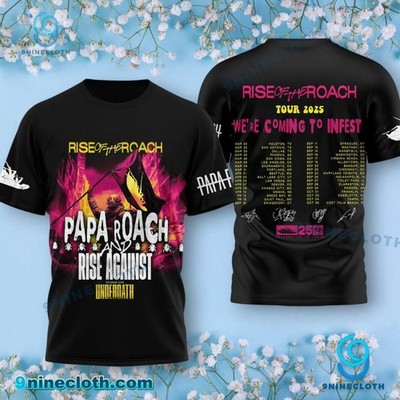 Papa Roach Rise Against 2025 Tour 3D T-Shirt All size  S-5XL TA371