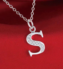 925 Sterling Silver Initial Letter Necklace or Pendant Gift Present Charm UK