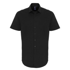 Image of Premier Mens Stretch Fit Poplin Short Sleeve Shirt RW6589