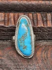 Vtg Native American Navajo Sterling Silver 925 Blue Turquoise Ring Old Pawn Sz 6