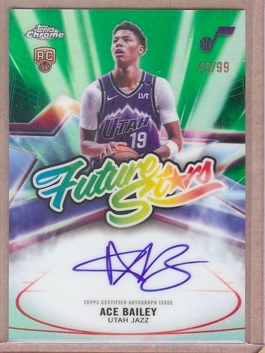 2025-26 TOPPS CHROME FUTURE STARS GREEN REFRACTOR ACE BAILEY RC AUTO 45/99!!