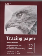 Tracing Paper for Drawing, 9 X 12'' Tracing Paper Pad, 75 Sheets Transparent Vel